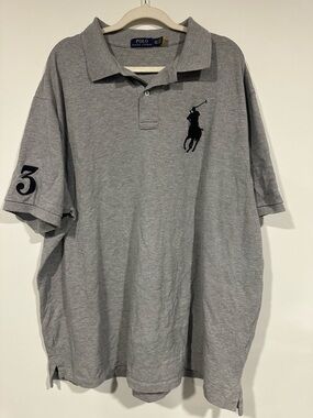 Polo Ralph Lauren Big Pony Polo Shirt Mens 3XLT Gray Rugby Short Sleeve